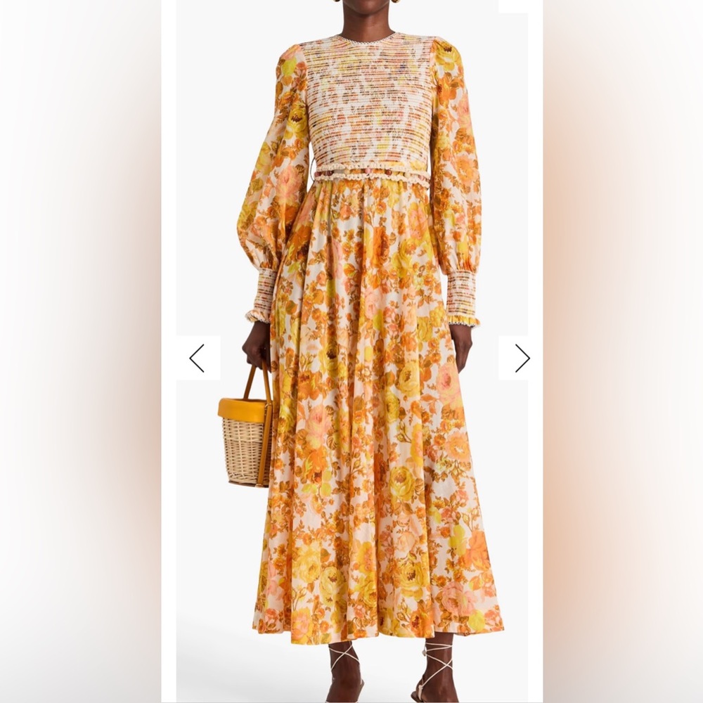 Zimmerman Shirred floral-print cotton maxi dress